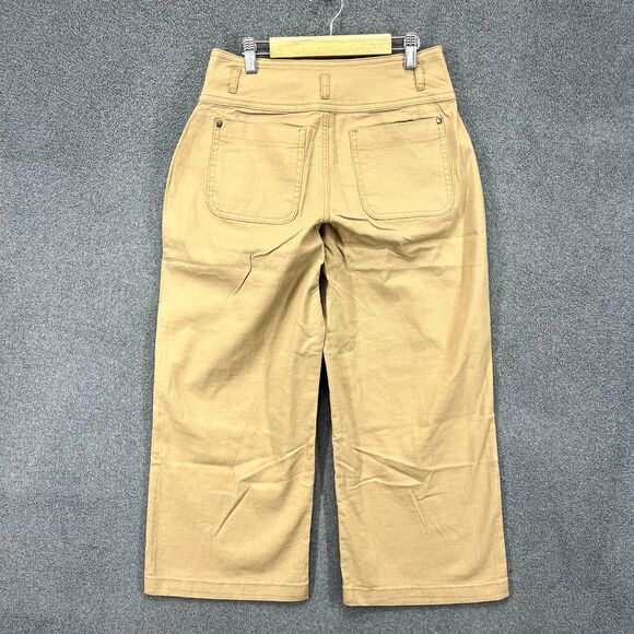 Flamingo Pants Womens Medium Tan Khaki Wide Leg Crop Mid Rise - Picture 2 of 16